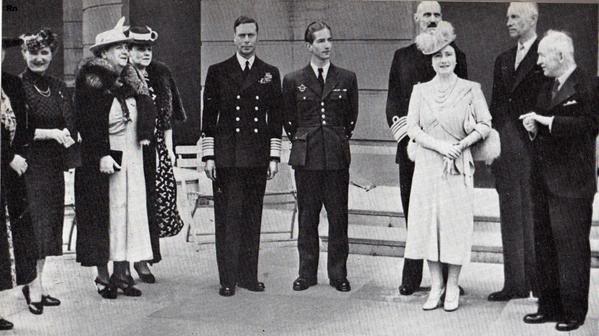 King George VI of the United Kingdom hosting a gathering of royal families in exile during World War II, early 1940s.