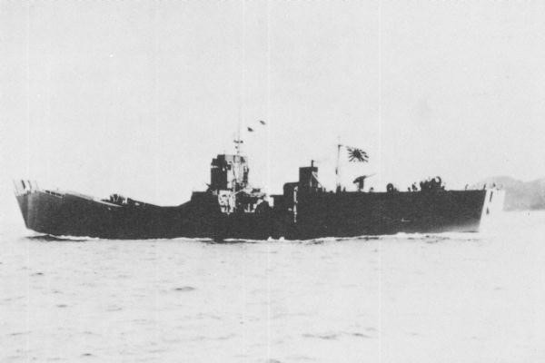 Japanese Navy landing ship No. 149 running trials off Yugeshima in the Seto Inland Sea of Japan, 16 Feb 1944