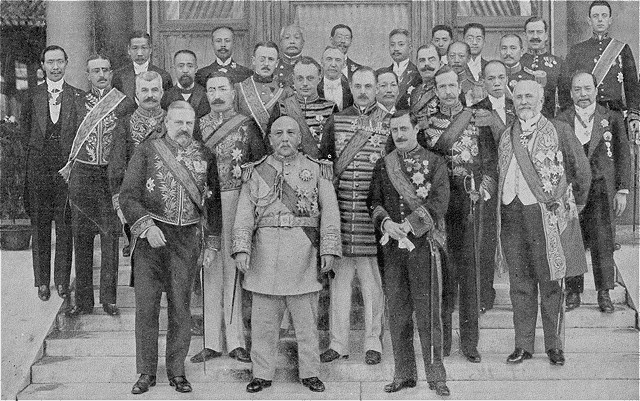 President Yuan Shikai with foreign dignitaries, Beijing, China, 10 Oct 1913