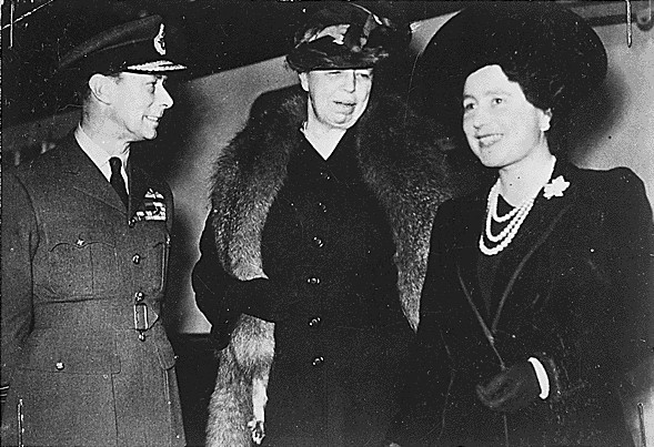 King George VI, Eleanor Roosevelt, and Queen Elizabeth, in London, England, United Kingdom, 23 Oct 1942