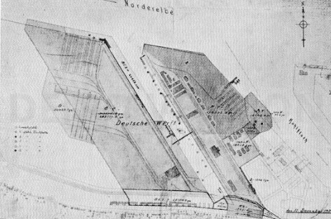 Shipyard plan for Deutsche Werft, Hamburg, Germany, circa 1930