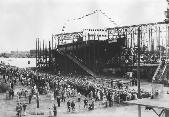 Launching ceremony at AG Vulcan Stettin shipyard, Germany, 1939-1945