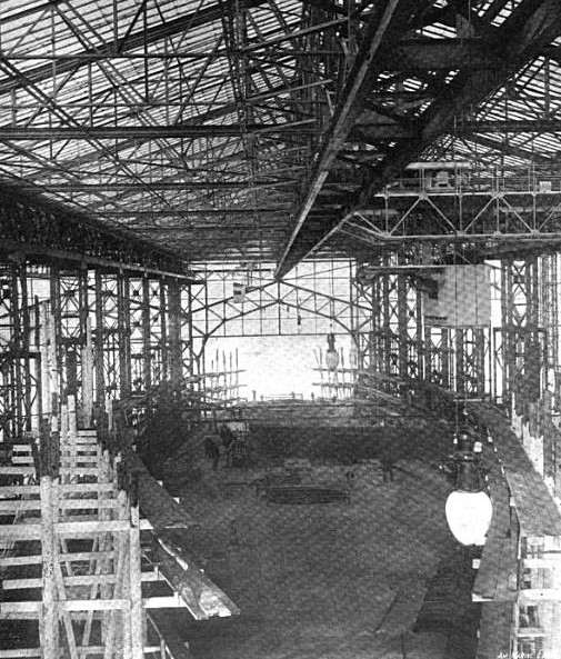 Battleship Hessen under construction in slip III of Friedrich Krupp Germaniawerft, Kiel, Germany, 1903, photo 2 of 2