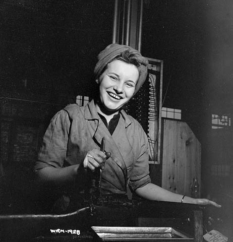 Female worker at the Small Arms Ltd. plant, Mississauga, Ontario, Canada, date unknown