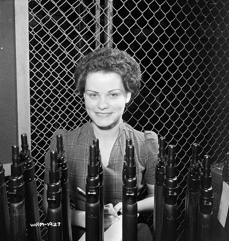 Female worker at the Small Arms Ltd. plant, Mississauga, Ontario, Canada, date unknown