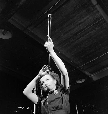 Female worker at the Small Arms Ltd. plant, Mississauga, Ontario, Canada, date unknown