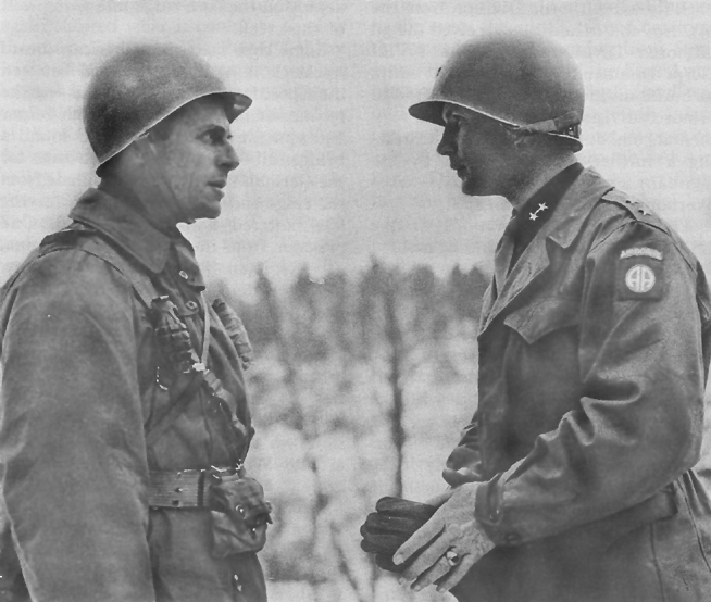 Major General Matthew Ridgway (left) and Major General James Gavin (right), Belgium, 19 Dec 1944