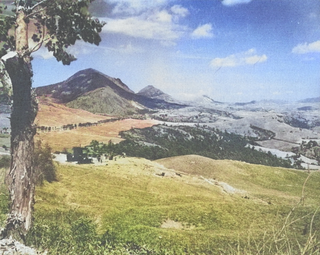 View north from Futa Pass, Firenzuola, Italy, 1944 [Colorized by WW2DB]