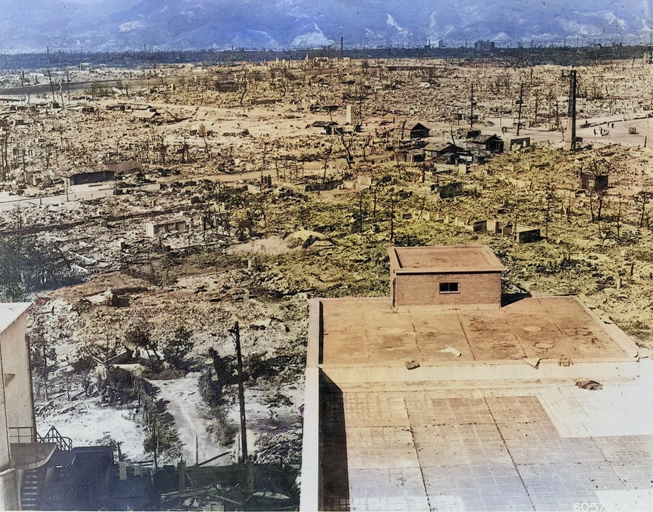 The devastation of Hiroshima, Japan viewed from the Red Cross Hospital, Aug-Sep 1945 [Colorized by WW2DB]