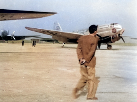 Civil Air Transport C-46 Commando aircraft at Songshan Airfield during Ambassador Philip Jessup's trip, Taipei, Taiwan, Republic of China, 14 Jan 1950 [Colorized by WW2DB]