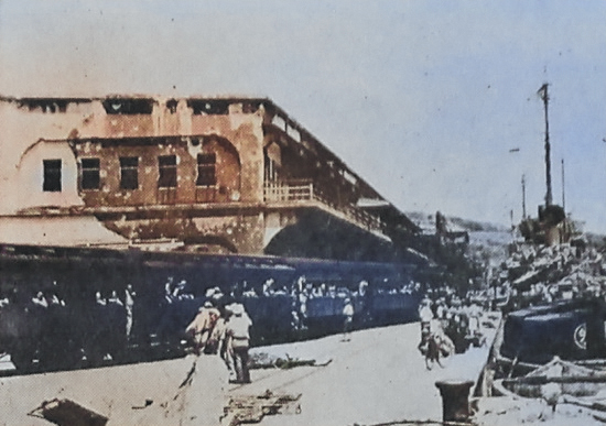 Former American prisoners of war arriving at Kiirun (now Keelung), Taiwan, 5 Sep 1945 [Colorized by WW2DB]