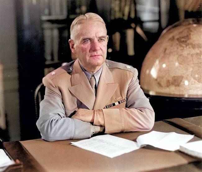 William Donovan at his desk, 1940s [Colorized by WW2DB]