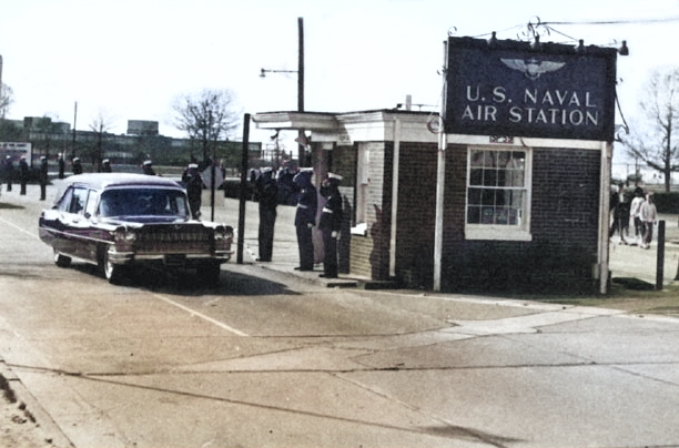 Funeral procession of Douglas MacArthur departing from Naval Air Station, Norfolk, Virginia, United States, 9 Apr 1964 [Colorized by WW2DB]