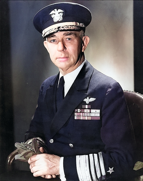 Portrait of US Navy Admiral Richmond Turner, 1945-1947 [Colorized by WW2DB]