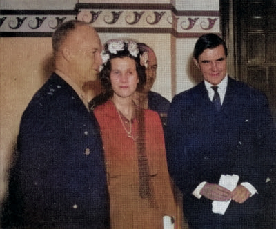 Dwight Eisenhower, Constance Rivington Russell, and John Winant, 1940s [Colorized by WW2DB]