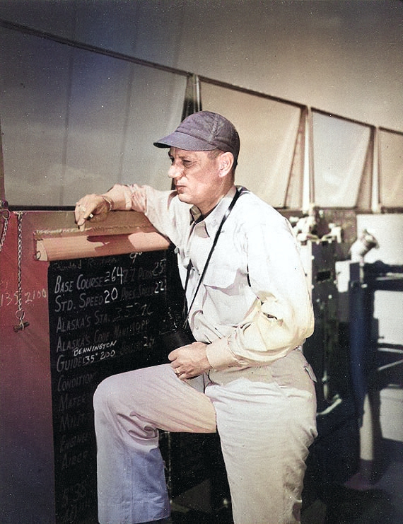 Captain Kenneth H. Noble aboard Alaska, Feb 1945 [Colorized by WW2DB]