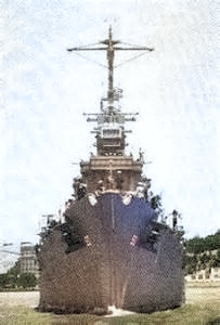 USS Helena at Mare Island Navy Yard, Vallejo, California, United States, early- to mid-1942 [Colorized by WW2DB]