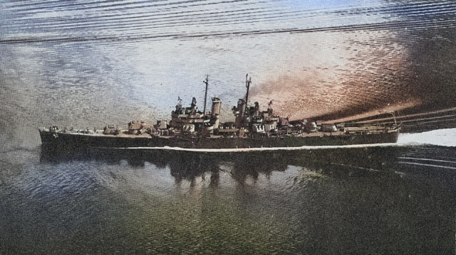 Montpelier underway, circa 1943 [Colorized by WW2DB]