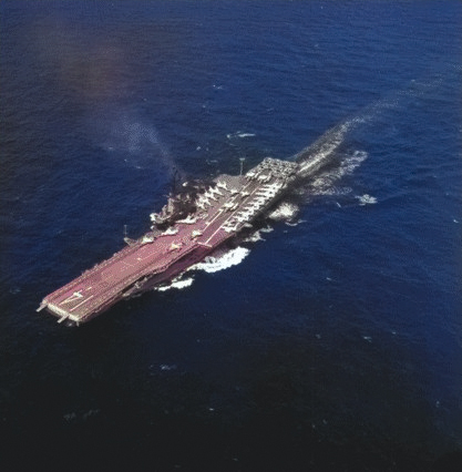 USS Ticonderoga underway, 11 May 1964 [Colorized by WW2DB]