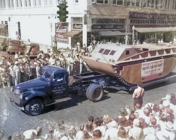 LVT-1 parading in Lakeland, Florida, United States, 1941 [Colorized by WW2DB]