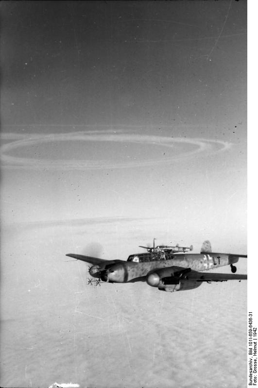 German Bf 110 night fighter aircraft in flight over Germany, 1942, photo 3 of 3