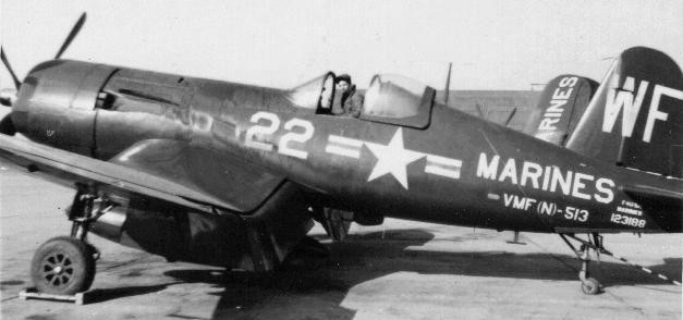 F4U-5N Corsair nightfighter of US Marine Corps squadron VMF(N)-513, Wonsan, Korea, 1952