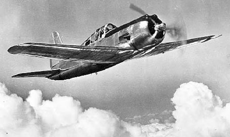 P-66 Vanguard fighter in flight, circa 1940s