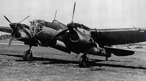 Finnish SB-2 bomber resting at an airfield, 1940s