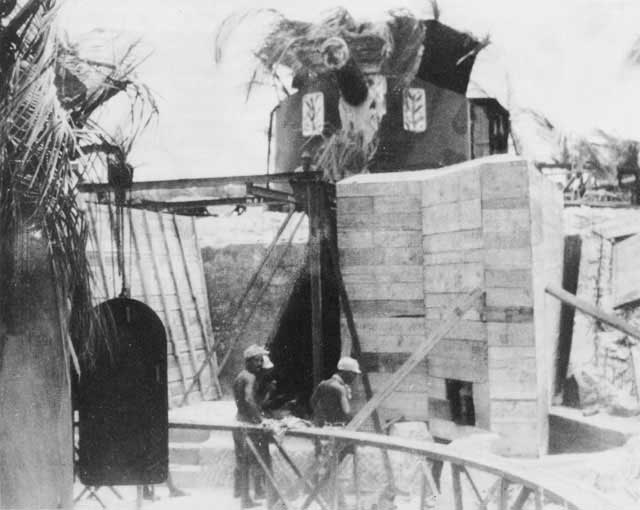 Japanese 8-in gun on southwest point of Betio, Tarawa Atoll, circa early- to mid-1943