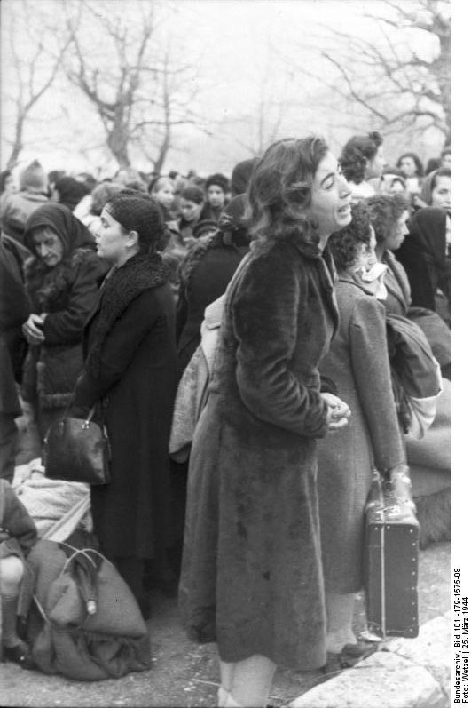 Jewish women being rounded up, Ioannina, Greece, 25 Mar 1944