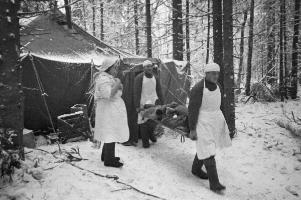 A field hospital of the Soviet Volkhov Front, near Leningrad, Russia, 1943