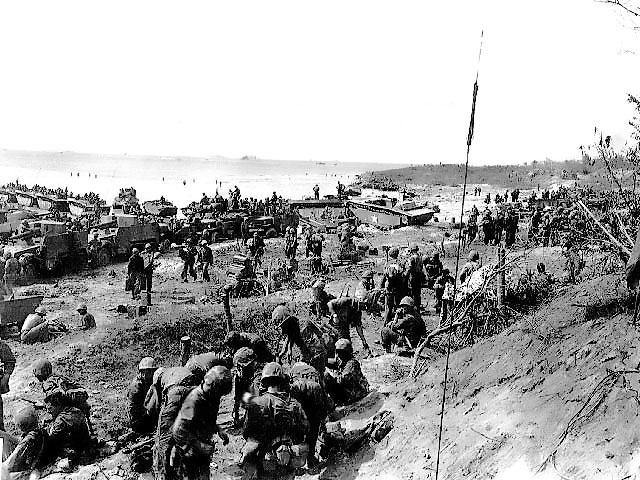 American troops and equipment on Tinian, Mariana Islands, Jul or Aug 1944