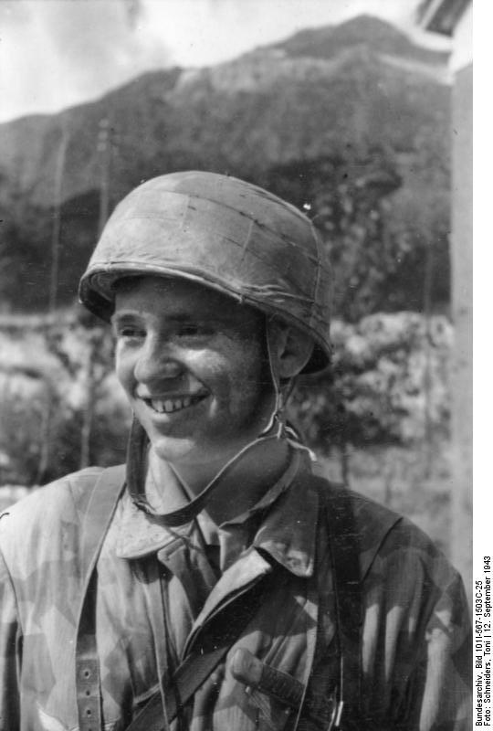 German airborne trooper at Gran Sasso, Italy, 12 Sep 1943