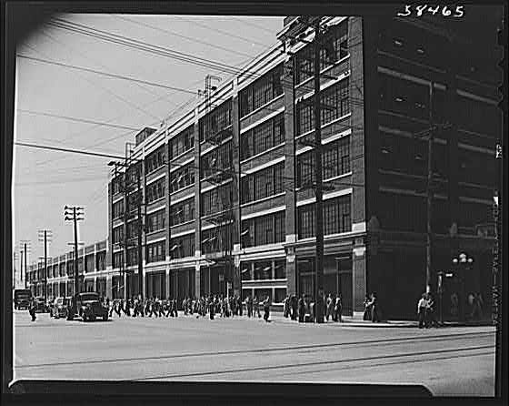 A building in the Lockheed Aircraft Corporation complex in Burbank, California, United States, 1940s