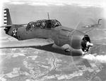 Grumman TBF-1C Avenger in flight, Jan-May 1942, location unknown. Photo 2 of 2.