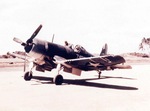 Marine F4U-1 Corsair on the Torokina Airstrip, Bougainville, Solomon Islands, early 1943.