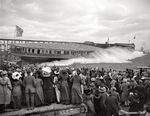 The American Ship Building Company launching the sidewheeled steamship Seeandbee at Wyandotte, Michigan, United States, Nov 9 1912. This ship would later be converted into the USS Wolverine.  Photo 2 of 2.