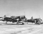 F4U-1D Corsairs of Marine Squadron VMA-321 on Iwo Jima, Japan, 1945.