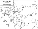 Map of the China-Burma-India Theater highlighting the Burma and Ledo Roads to Chungking