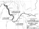 Map showing the fuel pipelines built along the Ledo (Stilwell) Road from Assam, India through Burma (now Myanmar) to Kunming, China, 1945.