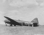 After the recapture of Clark Field, Luzon, Philippines, American intelligence officers examining a Japanese Mitsubishi G4M-2 bomber, Feb 1945