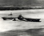 USS Yorktown (Essex-class) in the channel leaving Pearl Harbor, Hawaii, 29 May 1944.