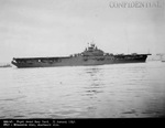 Carrier Franklin off the Puget Sound Navy Yard, Bremerton, Washington, United States, 31 Jan 1945 after repairs from a Japanese special aircraft attack.