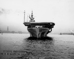 USS Wasp (Essex-class) after her shakedown cruise preparing to leave Boston, Massachusetts, United States, for the Panama Canal, 15 Mar 1944. Note Measure 33/10A camouflage. Photo 4 of 4