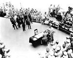 Colonel Lawrence Cosgrave signing the surrender instrument on behalf of the Dominion of Canada aboard USS Missouri, Tokyo Bay, Japan, 2 Sep 1945.