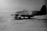 Kikka prototype jet with rocket-assisted takeoff equipment, Kisarazu Air Field, Japan, Aug 1945