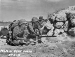 US Marine M1919 Browning machine gun crew, Peleliu, Palau Islands, 1944