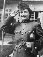 Hannah Szenes dressing up in costume (of a Hungarian military uniform) for the Purim holiday, Hungary, 1930s