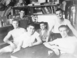 US Navy submariners, 1943-1945; they were likely crewmembers of USS Billfish, USS Bowfin, or USS Burrfish