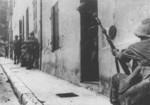 French Algerian troops taking positions near the Notre-Dame de la Garde basilica, Marseille, France, 28 Aug 1944